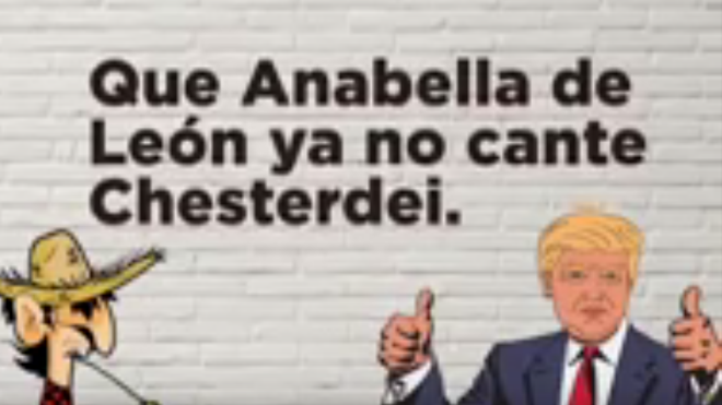 En el Muro de Donald Trump estan escritas las condiciones impuestas a los chapines para evitar que se deporten compatriotas. Cortesía de Diario El Espurio.