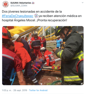 twitter accidente en montaña rusa