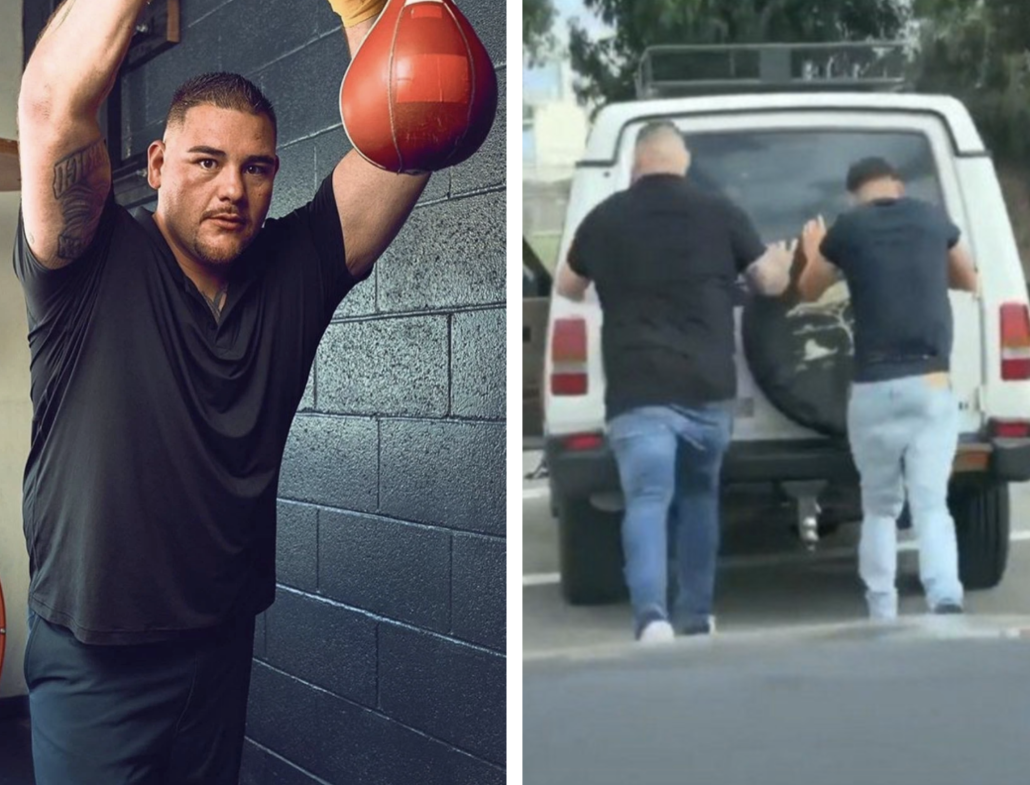Andy Ruiz, campeón del mundo de los pesos pesados demuestra su humildad al ayudar a un extraño empujando una camioneta
