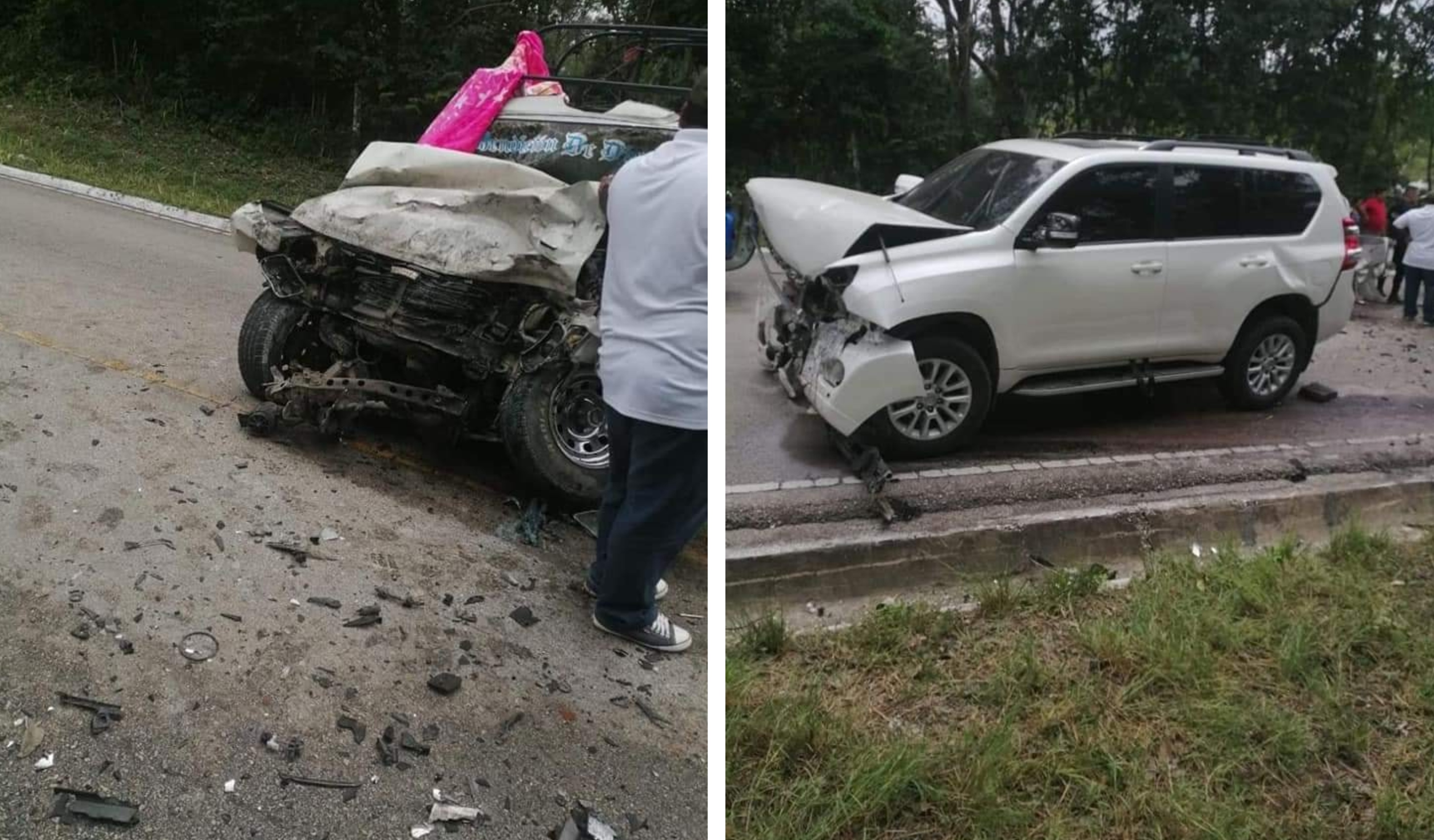 Chocaron de frente: Tres personas mueren durante accidente en Petén