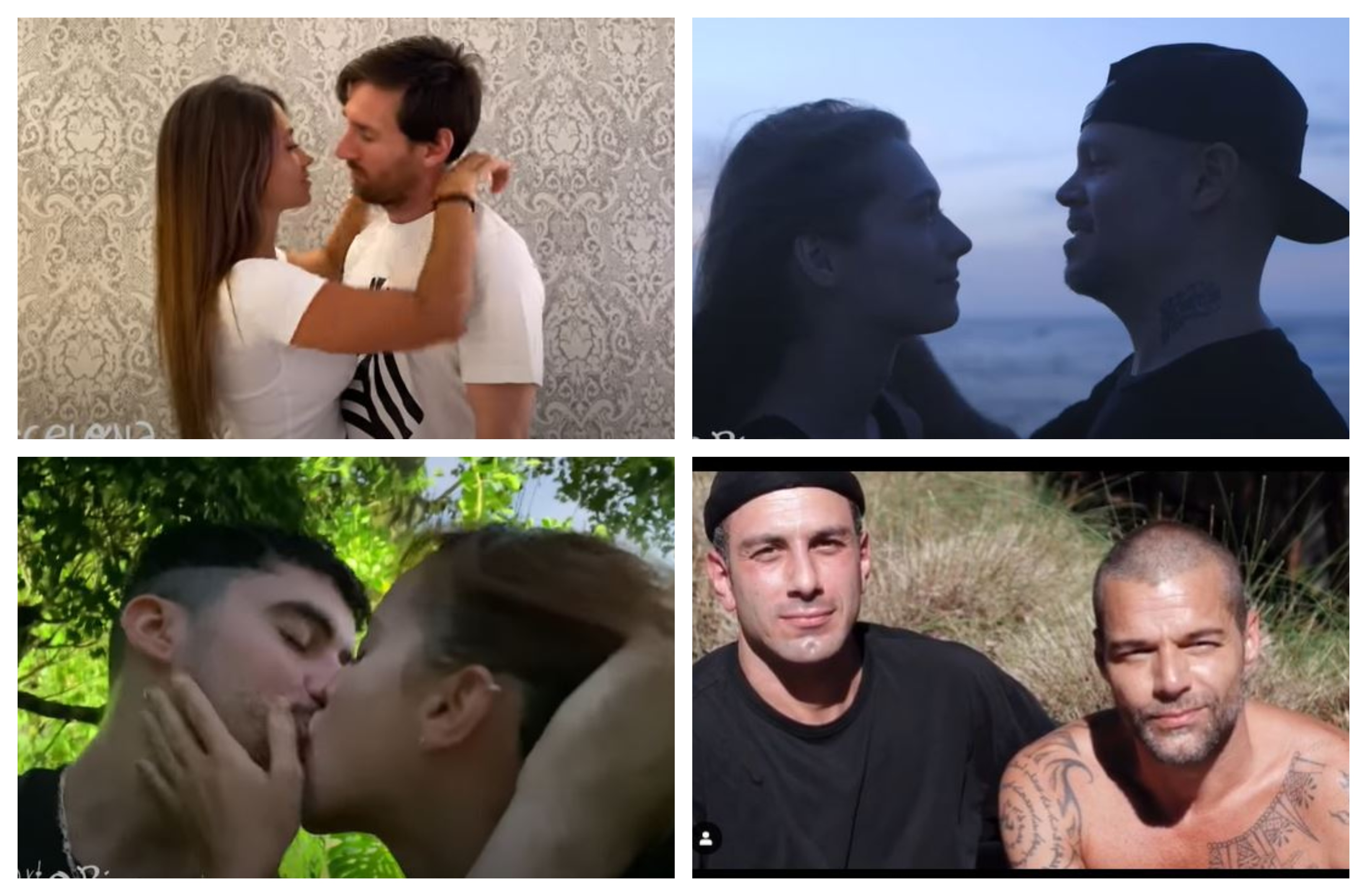 Ricky Martin y su esposo, Messi y Antonella, Bad Bunny y su novia: ¿quiénes son los famosos que se besan en el nuevo video de Residente?