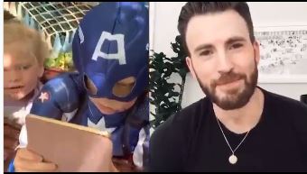 Chris Evans regala un escudo del Capitán América a Bridger, el niño que salvó a su hermana del ataque de un perro