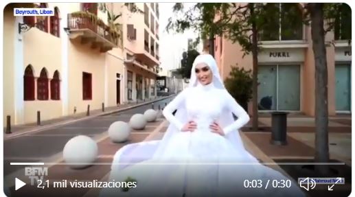 De la felicidad al terror, así opacó la explosión de Beirut la sesión de fotos de una novia el día de su boda