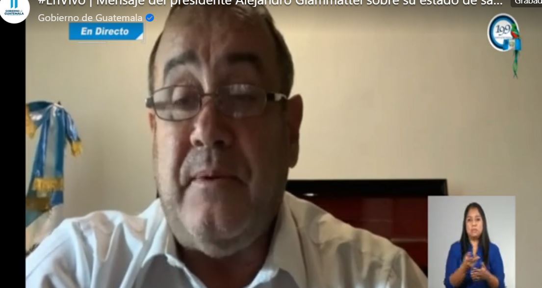 “Esperaría que en unos siete días ya salga negativo”, dijo Alejandro Giammattei al informar de su estado de salud por el covid-19
