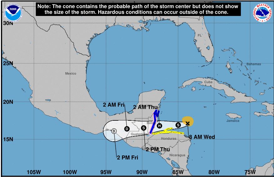 Nana alcanza categoría de huracán en las costas de Belice