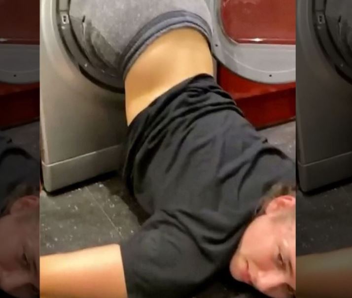 Video: Ebria y atrapada: mujer queda atorada en la secadora por intentar un reto viral