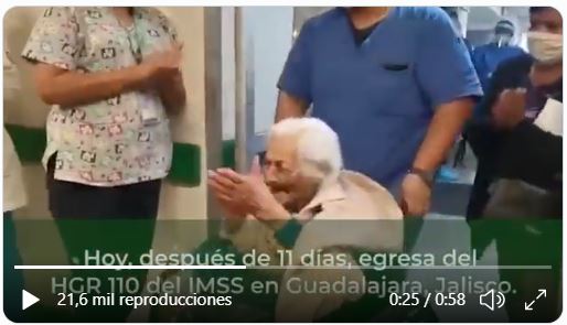 “Yo oraré por ustedes”, dice a médicos una anciana de 103 años que sobrevivió al coronavirus en México