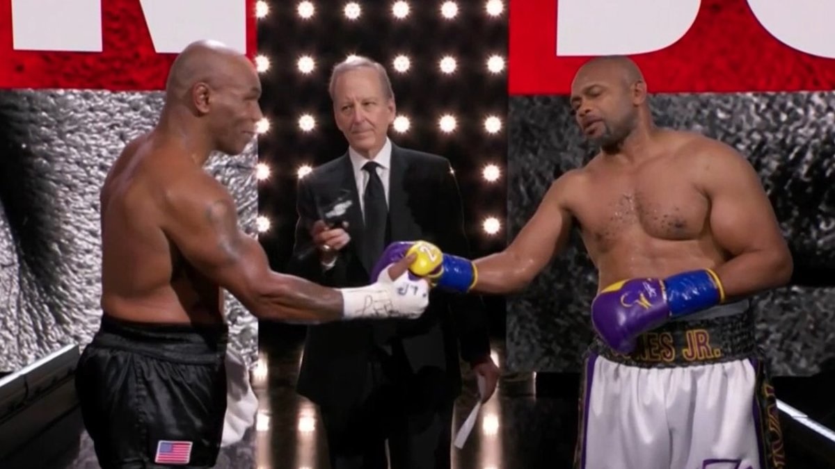 Mike Tyson firma un empate ante Roy Jones Jr. en su regreso a los cuadriláteros, tras 15 años