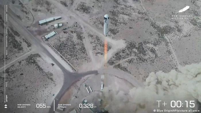 El espectacular video del lanzamiento de Blue Origin, la empresa espacial de Jeff Bezos