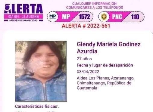 Tenía activa una alerta Isabel Claudina y fue localizada en estado de descomposición en Acatenango