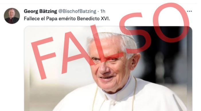 Benedicto XVI: Agencias de noticias católicas desmienten muerte de Papa emérito y señalan a cuenta falsa que desinformó