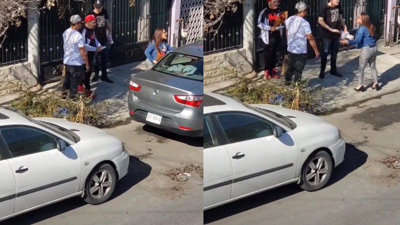 Así reaccionó una mujer al ver reunidos a sus cuatro novios