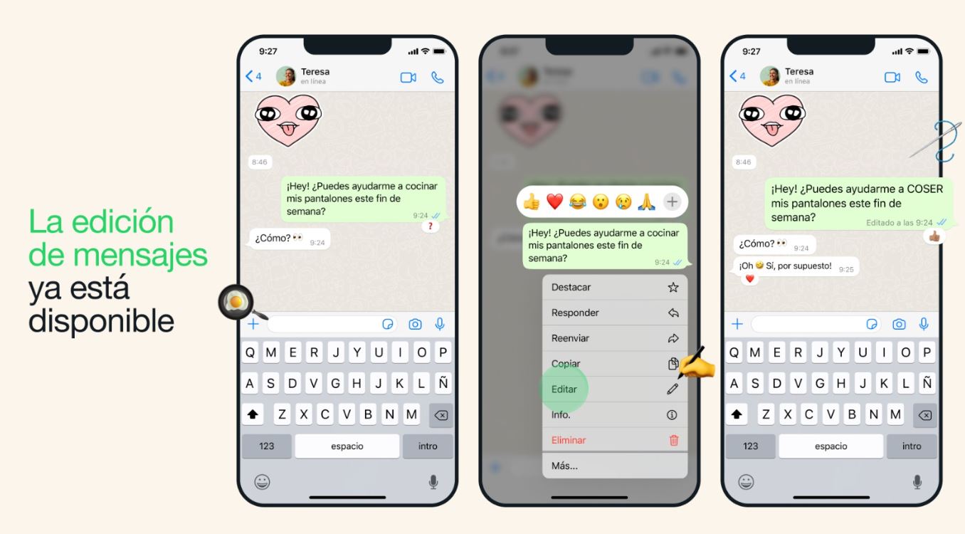 WhatsApp ya permite editar mensajes hasta 15 minutos después de haber sido enviados