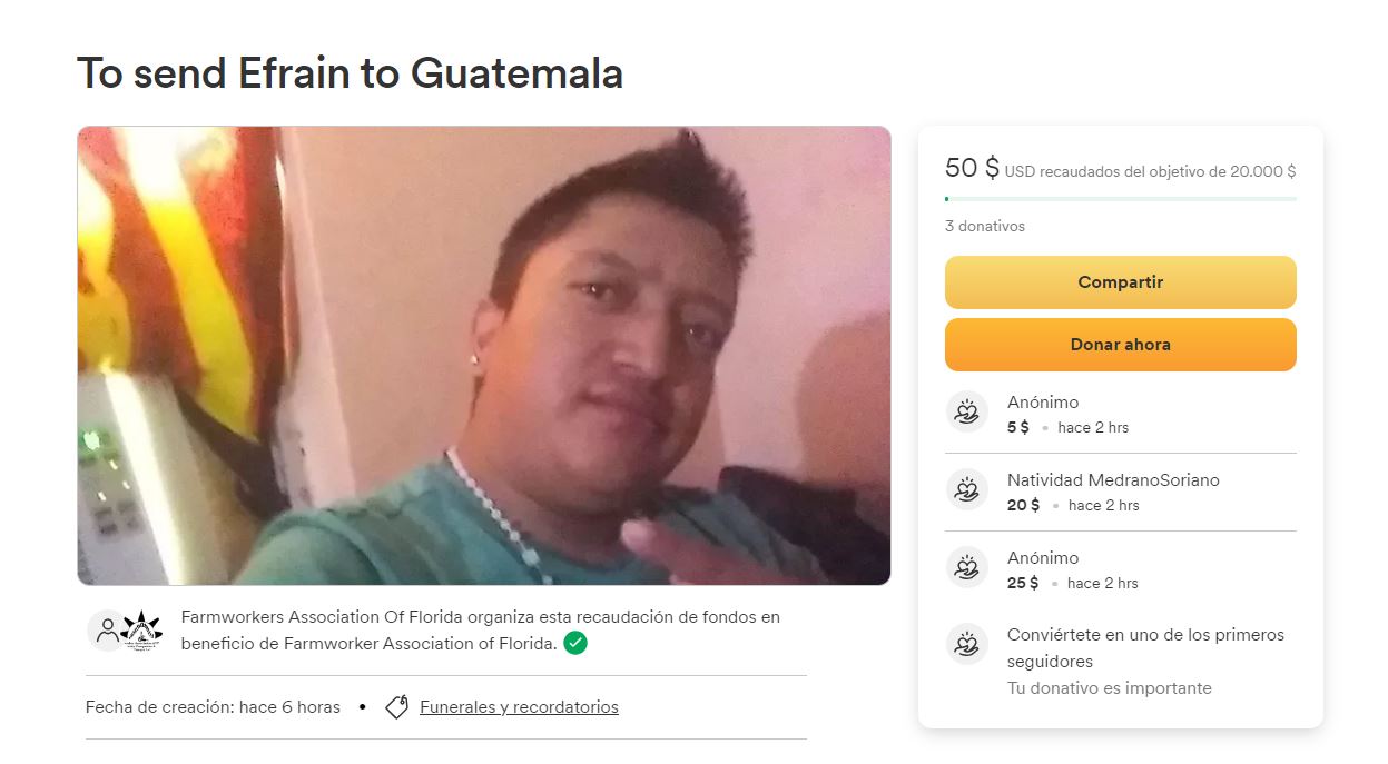 Agricultor guatemalteco muere en Florida a causa de las altas temperaturas y así lo recuerdan