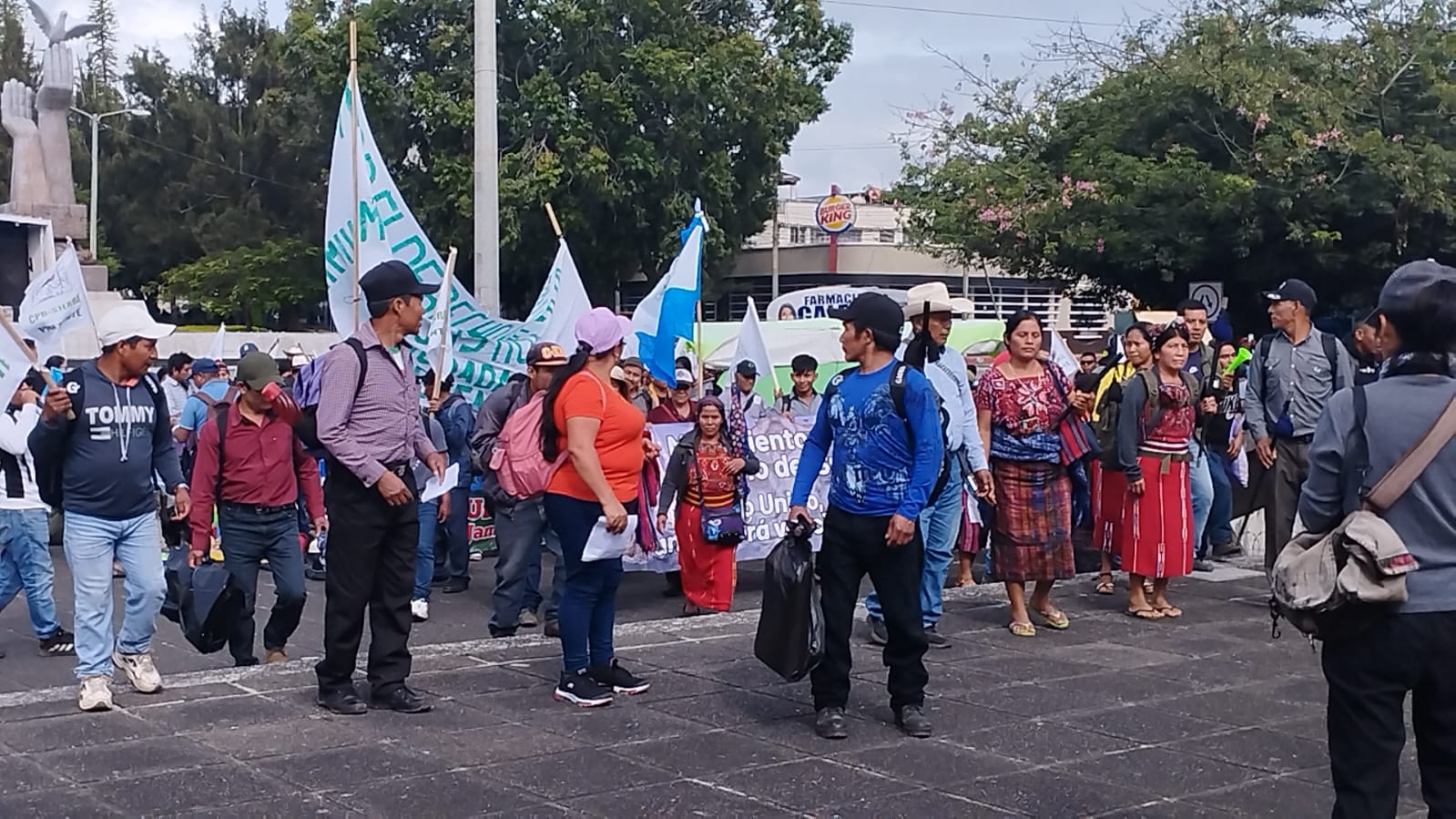 Integrantes de comunidades en resistencia participan en marcha en la capital para exigir la renuncia de Consuelo Porras