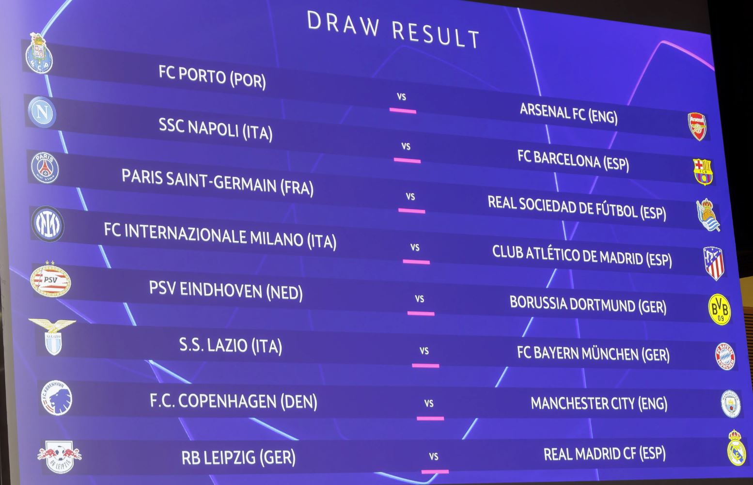 Leipzig-Real Madrid, Nápoles-Barça, Inter-Atlético, y PSG-Real Sociedad en Champions