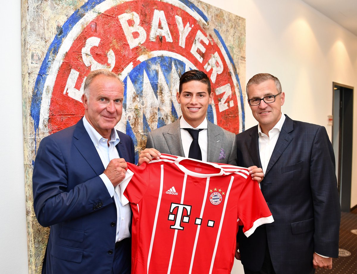 James Rodríguez vestirá la camiseta del Bayern Múnich con el dorsal 11. (Foto Prensa Libre: cortesía Twitter @FCBayern)