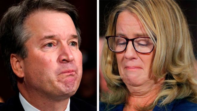 Christine Blasey Ford y Brett Kavanaugh declararon este jueves ante el Comité de Justicia del Senado sobre los supuestos abusos que la mujer asegura haber sufrido a manos del magistrado en 1982. GETTY IMAGES