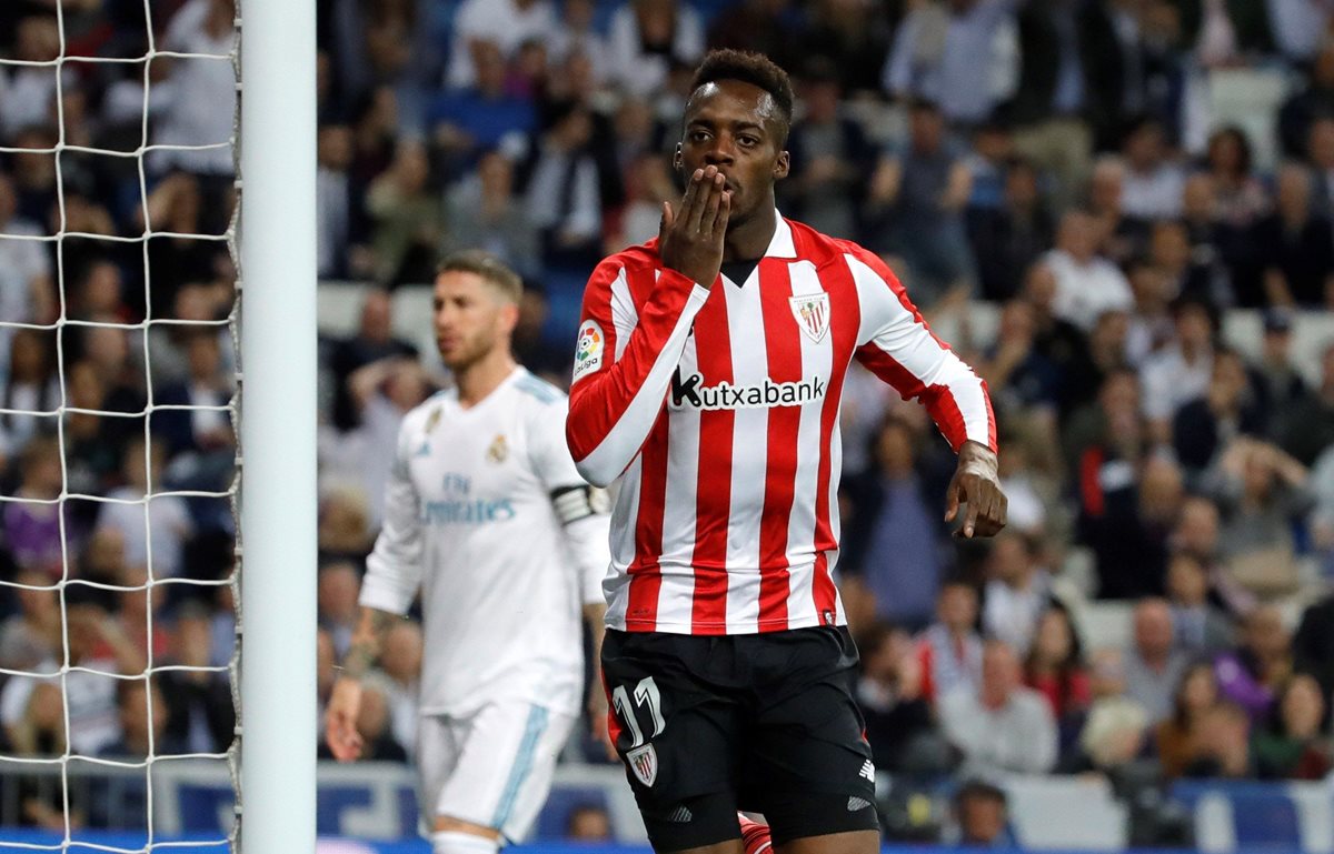 Iñaki Williams celebra el primer gol del partido anotado frente al Real Madrid.