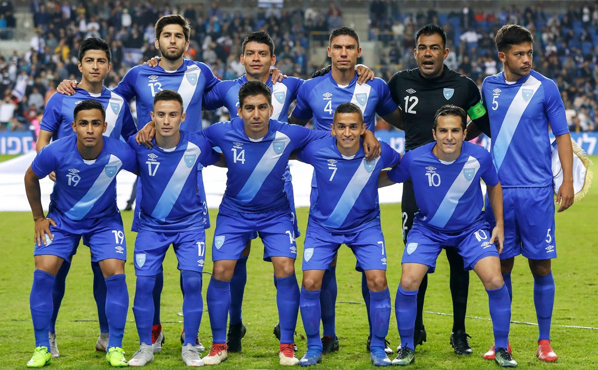 El once inicial del partido de Guatemala contra Israel. (Foto Prensa Libre: AFP).