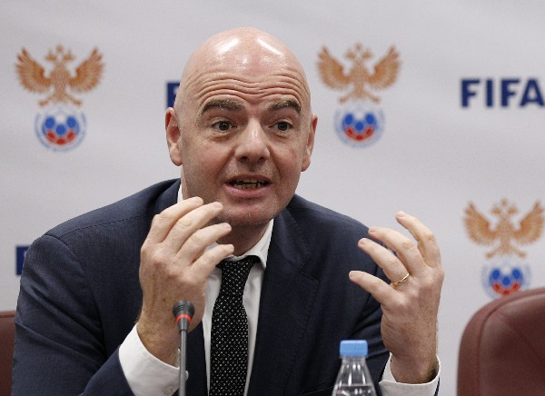 Gianni Infantino, presidente de la Fifa, en su visita a Rusia, sede del Mundial del 2018.