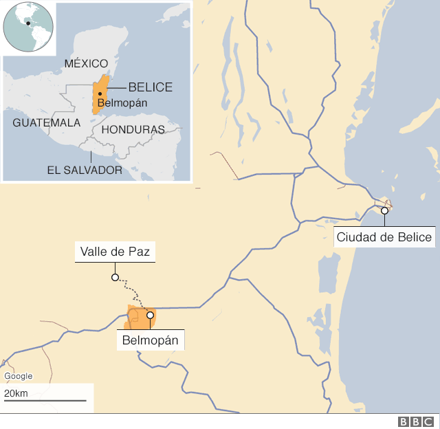 La aldea de Valle de Paz se encuentra a unos 20km de camino de tierra de Belmopán, la capital de Belice.