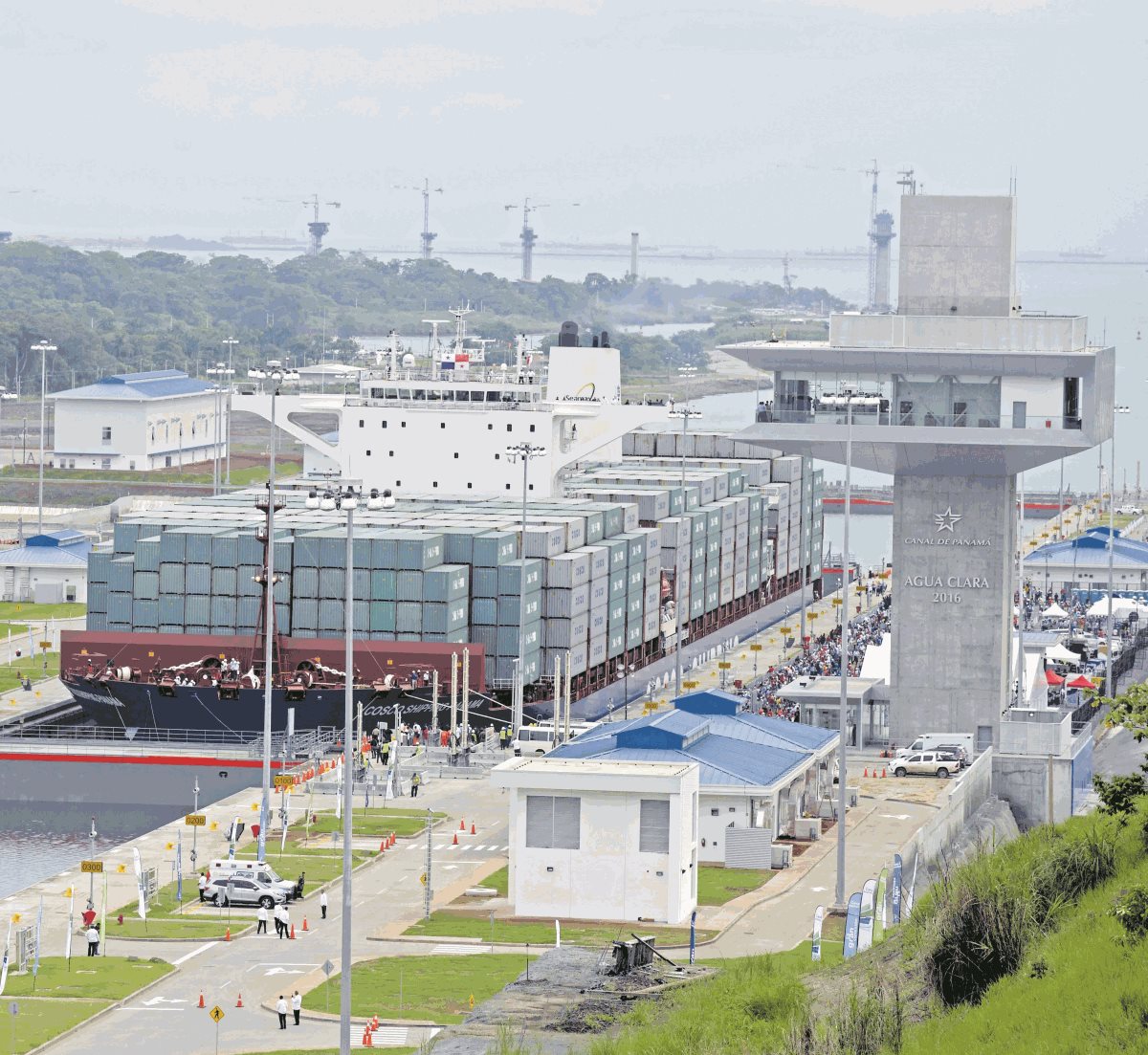 Vista panorámica del Canal de Panamá durante la inauguración de las obras de ampliación el 26 de junio de 2016. (Foto: AFP)