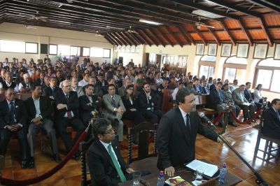 Vista pública en donde los cafetaleros presentaron sus argumentos por el control de Anacafé. (Foto Prensa Libre: Esbin García).