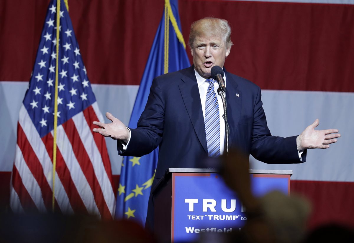 El candidato republicano, durante un discurso en Westfield, Indiana. (Foto Prensa Libre: AP).