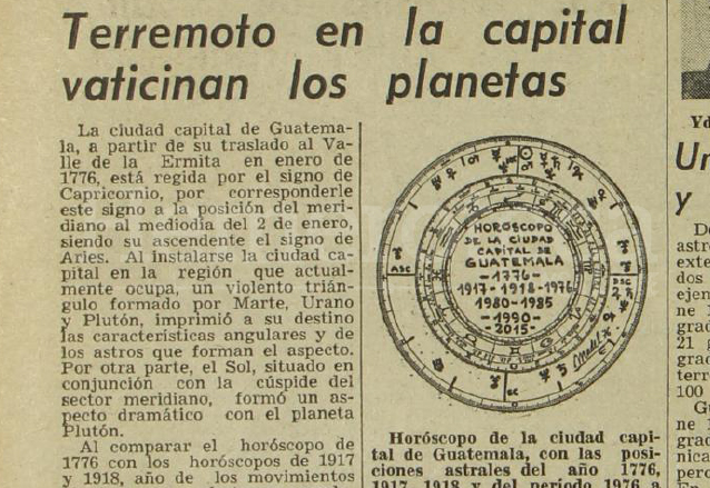 Este apartado del Horóscopo publicado el 27 de enero de 1976 pronosticaba terremotos para la capital. (Foto: Hemeroteca PL)