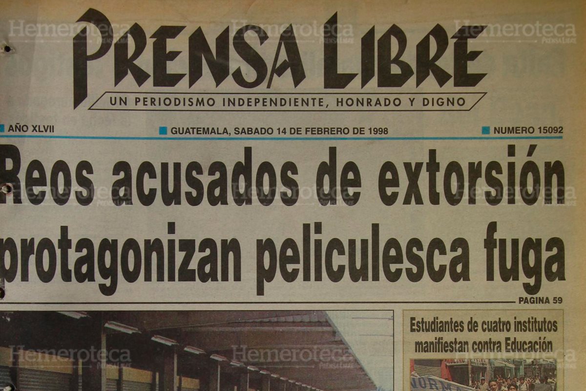 Como en una peli?cula de Hollywood, cuatro reos se fugaron de la ca?rcel de Jutiapa. 14/02/1997. (Foto: Hemeroteca PL)