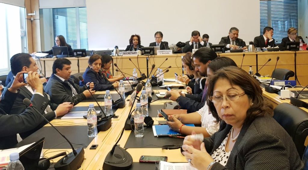 La delegación de Guatemala participa en una de las reuniones en Ginebra, Suiza, como parte de la agenda de trabajo ante el Comité de Derechos Humanos de la ONU. (Foto Prensa Libre: ONU)