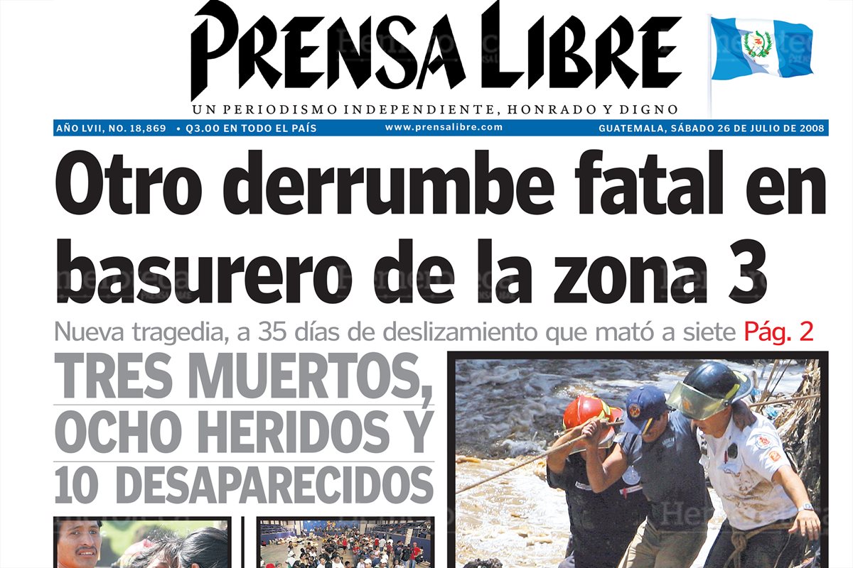 Portada del 25/7/2008 informo sobre la tragedia de los chatarreros que buscaban oro y plata. (Foto: Hemeroteca PL)