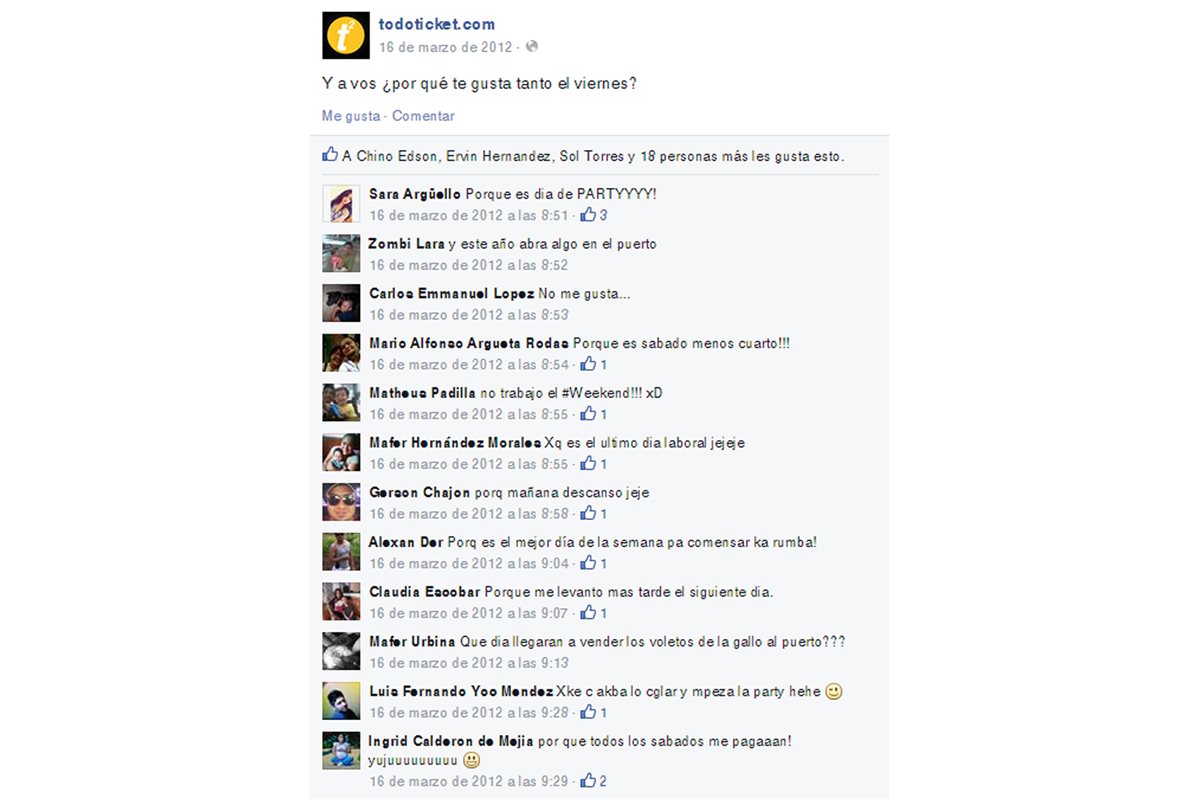 Opiniones en redes sociales sobre ¿por qué te gusta el viernes? (Foto: Todoticket)