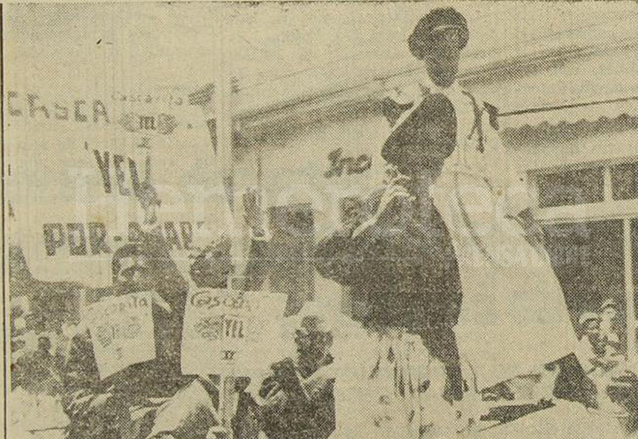 Cascarita, Rey Feo de Económicas en 1958 iba disfrazado del presidente Ydígoras Fuentes. (Foto: Hemeroteca PL)