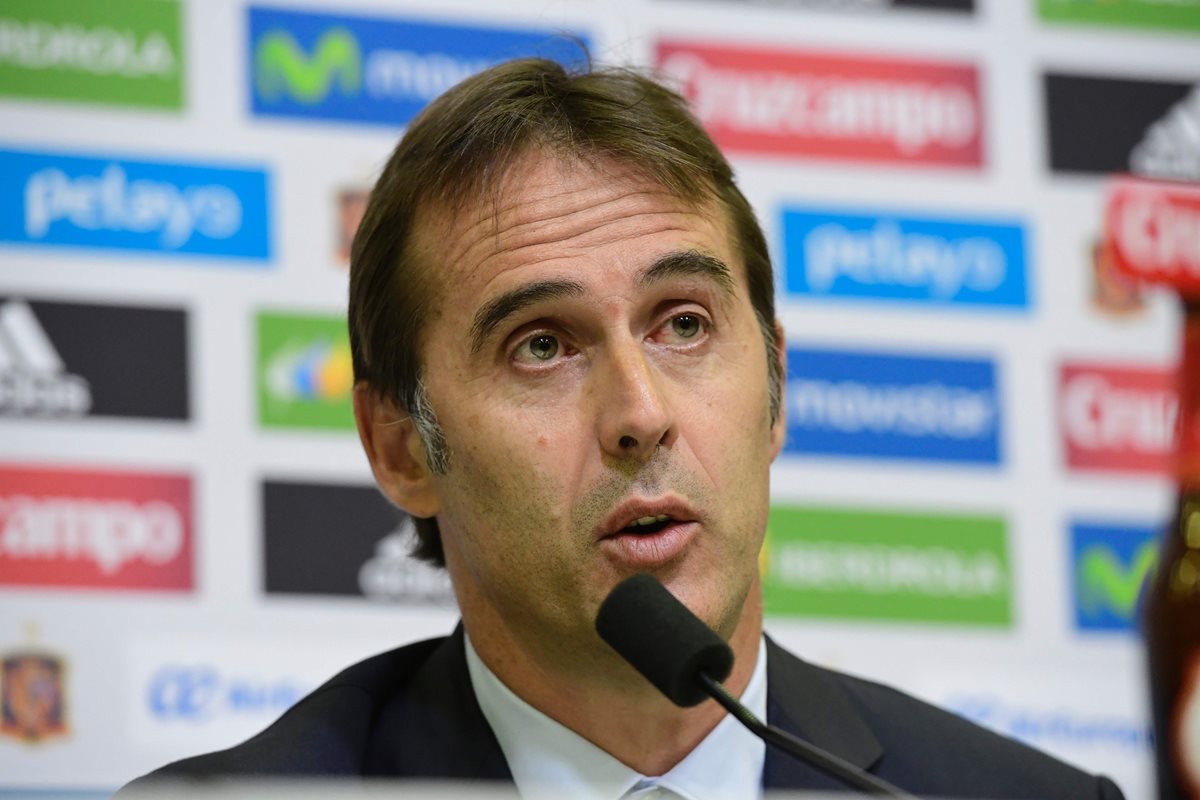 Julen Lopetegui en su presentación como seleccionador español. (Foto Prensa Libre: AFP)