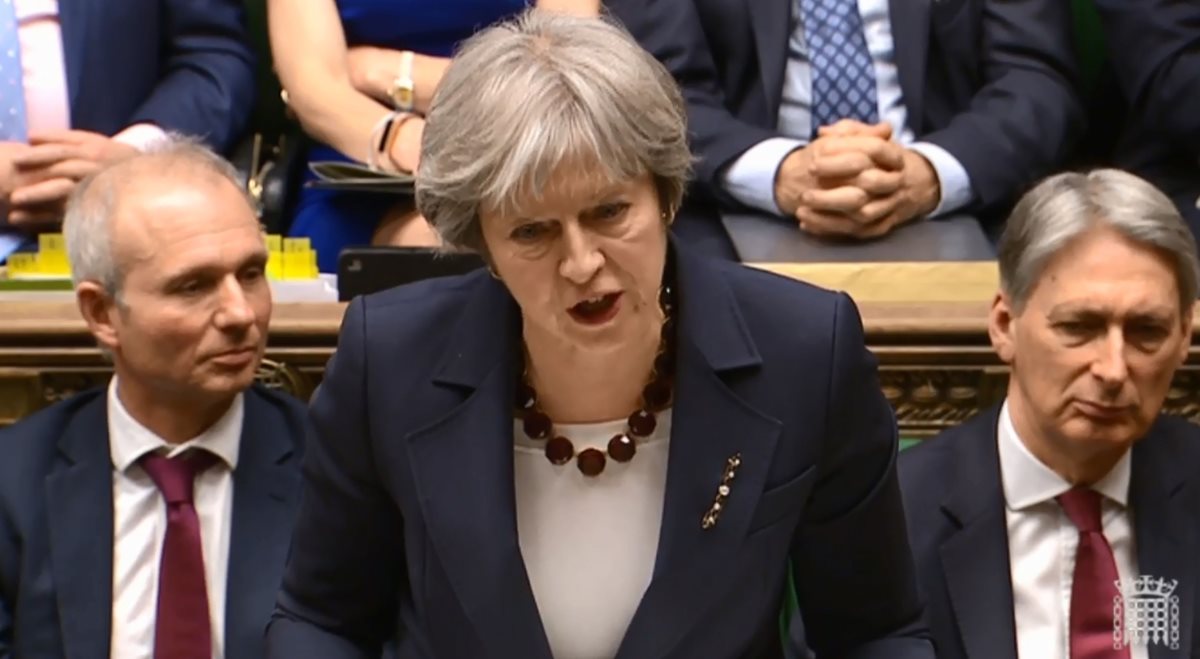 Theresa May da declaraciones sobre la respuesta británica a un ataque nervioso del 4 de marzo contra un ex agente doble ruso en Londres. (AFP).