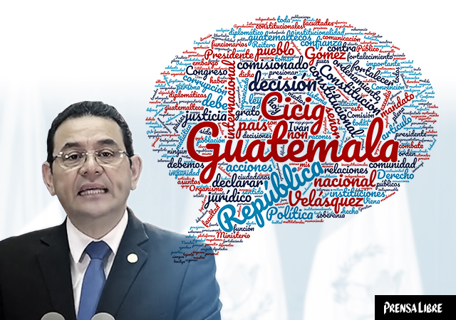 Jimmy Morales dio un segundo mensaje a la Nación la tarde de este domingo. Estas son las palabras que más repitió. (Foto Prensa Libre: Javier Marroquín)