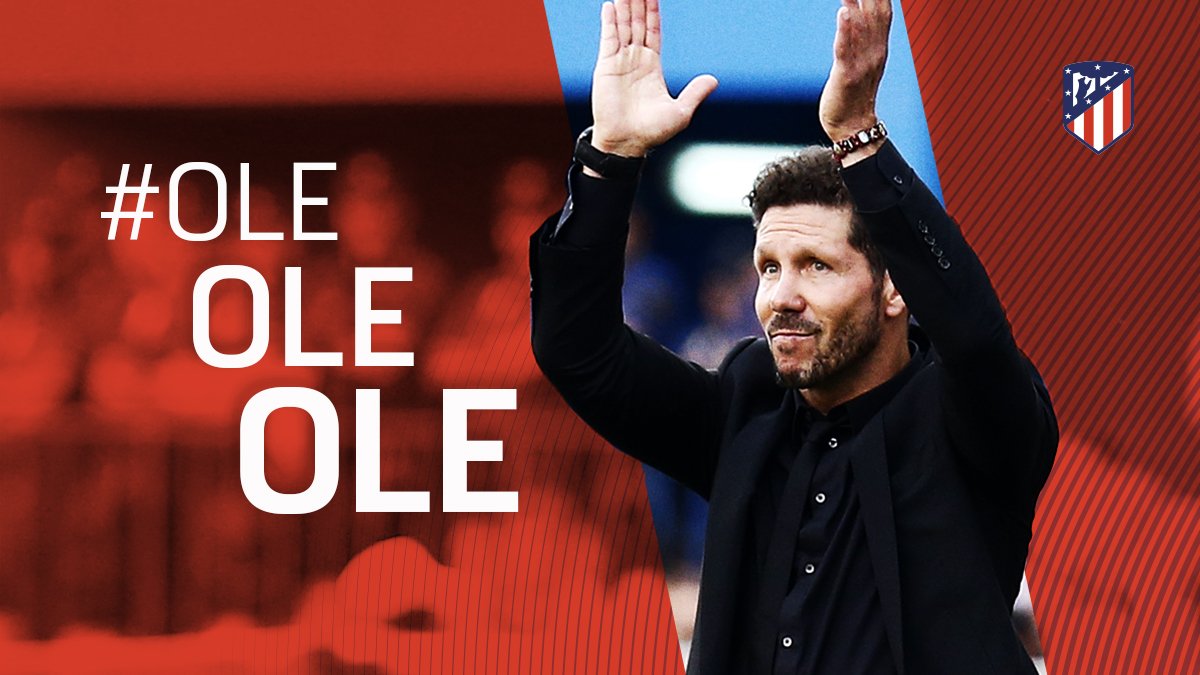 Diego Pablo Simeone le apuesta al futuro del Atlético de Madrid y seguirá hasta el 2020. (Foto Prensa Libre: cortesía Twitter Atlético de Madrid)