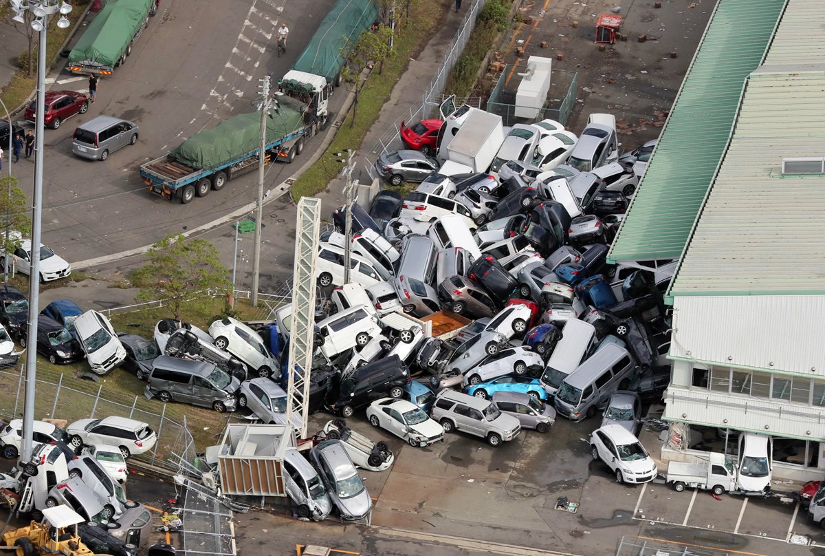 Expertos dicen que el tifón Jebi es uno de los más devastadores que han azotado la Isla. (Foto Prensa Libre: EFE)