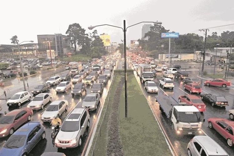 En la calzada Roosevelt transitan 90 vehículos en horas pico, es una de las rutas más transitadas en el área metropolitana. (Foto Prensa Libre: Hemeroteca PL)