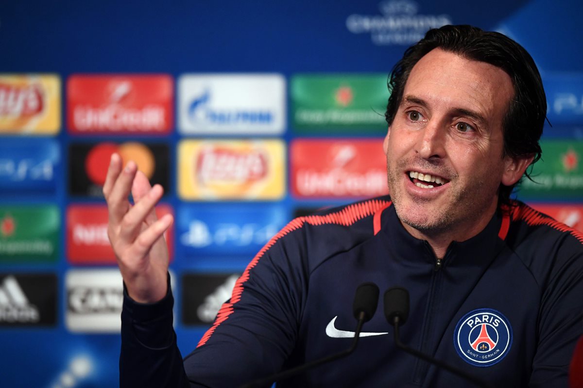 El técnico Unai Emery del PSG, durante la conferencia de prensa de este martes antes del juego contra el Bayern Múnich. (Foto Prensa Libre: AFP)