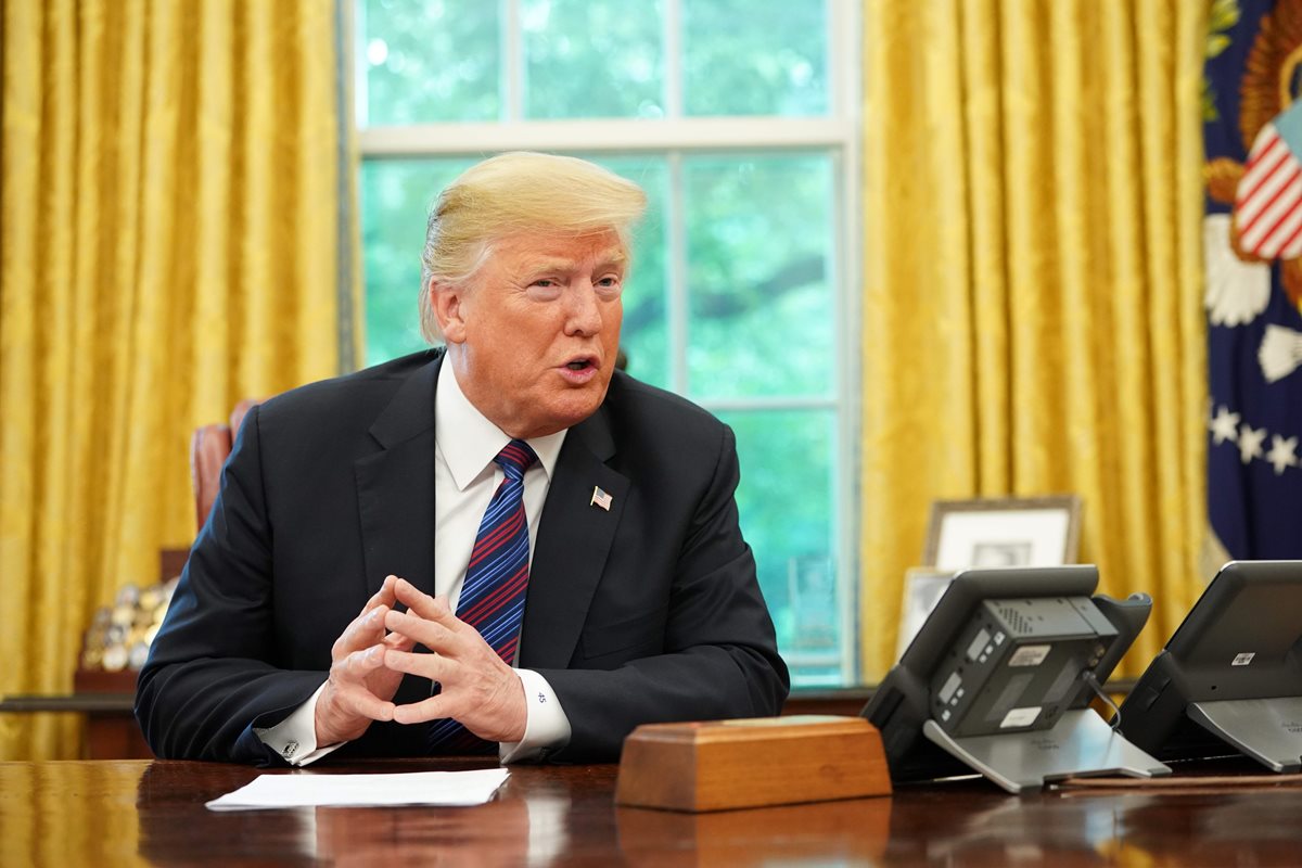 El presidente de Estados Unidos, Donald Trump, anunció el acuerdo comercial entre México y Estados Unidos, y sugirió un cambio en el nombre. (Foto Prensa Libre: AFP)