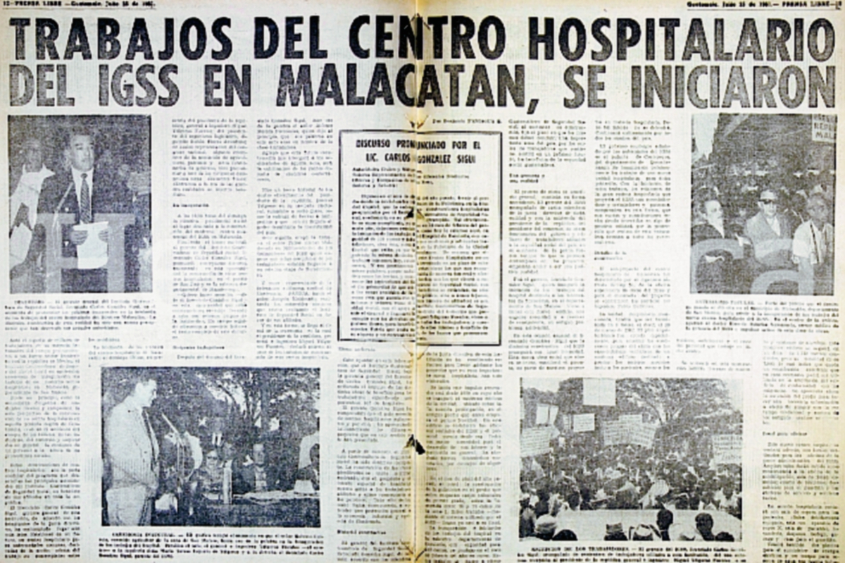 En 1961 empezaron las obras del IGSS de Malacatán. (Foto: Hemeroteca PL)