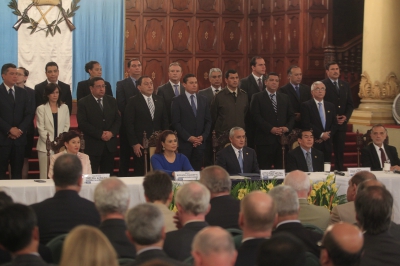 La vicepresidenta Roxana Baldetti participó en la actividad donde se anunció la prórroga de la Cicig, acto realizado el 23 de abril. (Foto Prensa Libre: Hemeroteca PL)