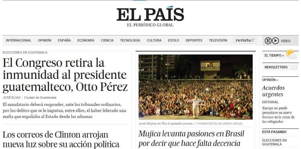 Portada del diario El País.