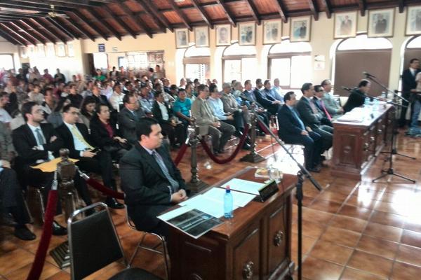 Sectores representativos de la industria del café durante la vista pública en la Corte de Constitucionalidad (Foto Prensa Libre: Estuardo Paredes)<br _mce_bogus="1"/>