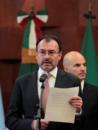 Luis Videgaray, dijo que son "absolutamente inaceptables" las palabras de Trump, calificando a los inmigrantes pandilleros como "animales".(EFE).