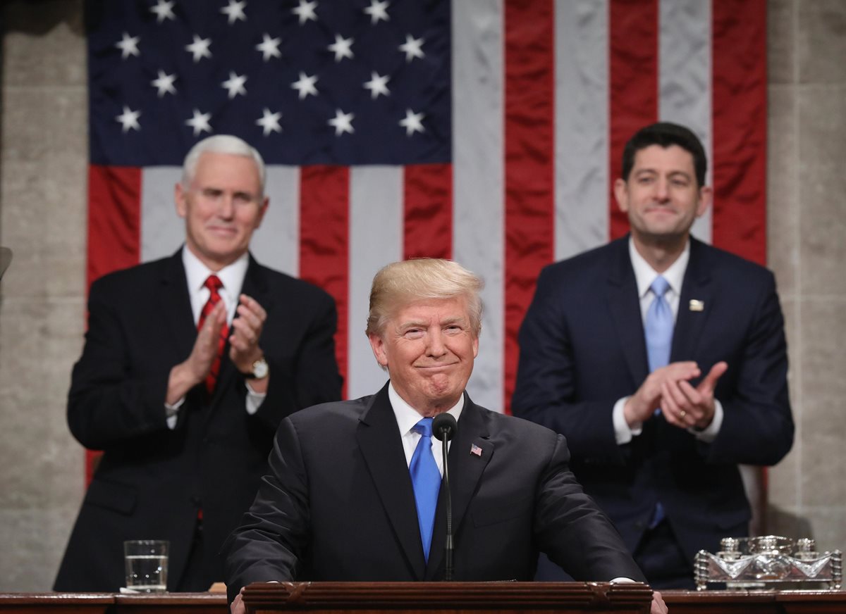 Donald Trump dio uno de los discursos más largos durante su mandato. (Foto Prensa Libre: AFP)