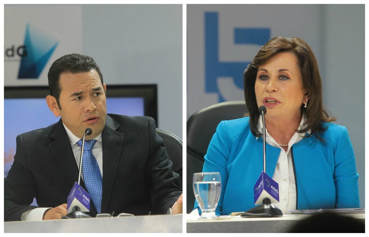 Los presidenciables debaten en el evento de AGG. (Foto Prensa Libre: Álvaro Interiano)